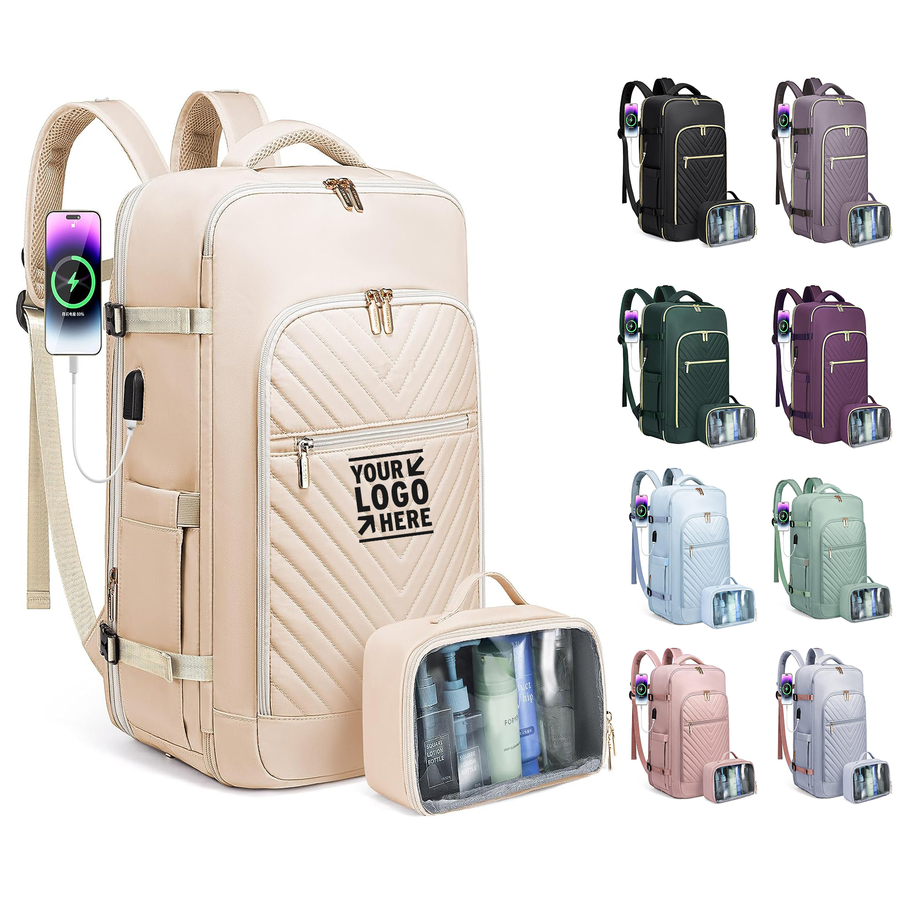 Personal Item 40L Travel Backpack Waterproof Large TSA 17inch Laptop Daypack with 3 Packing Cubes 2