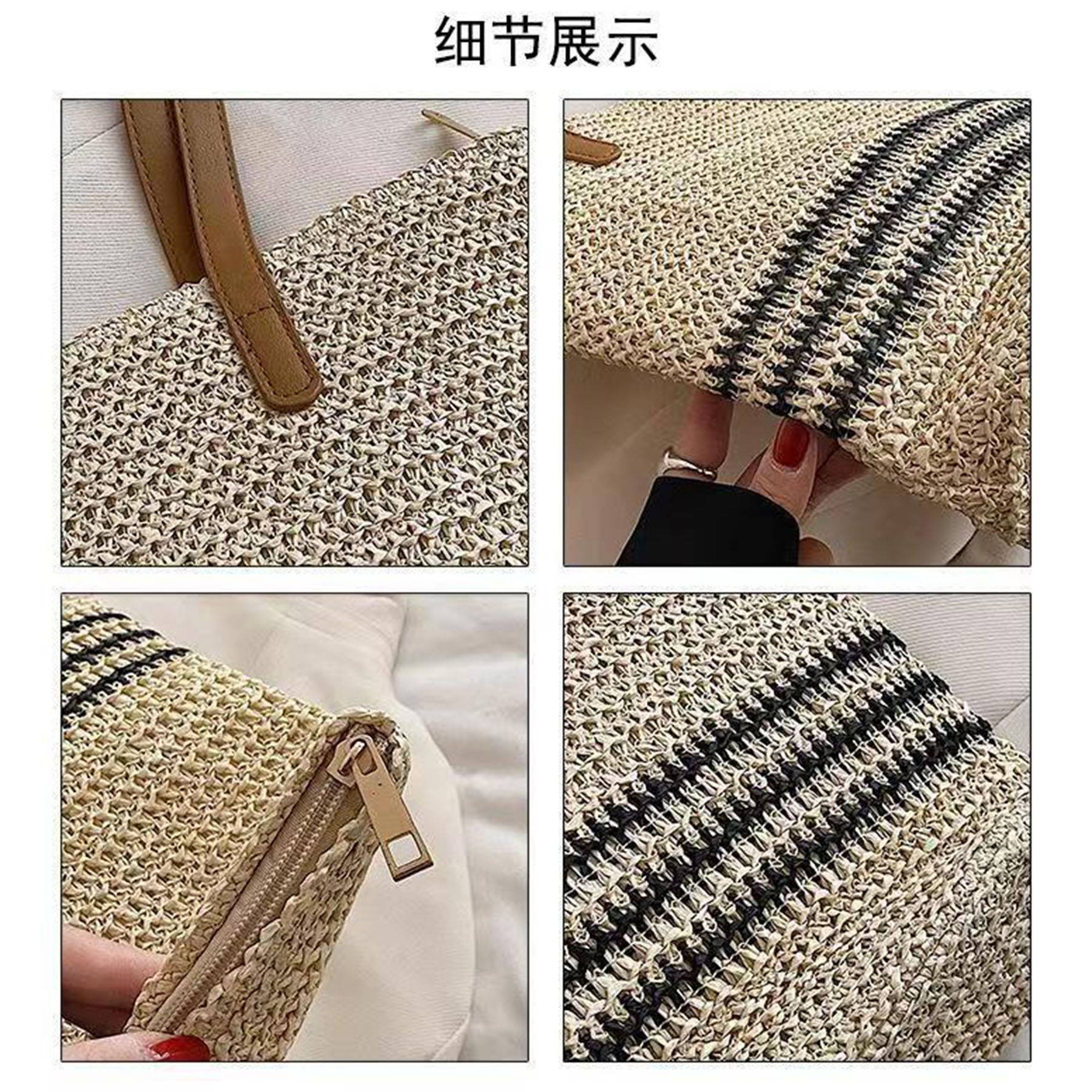 Hand-woven Straw Shoulder Summer Beach Bag 1