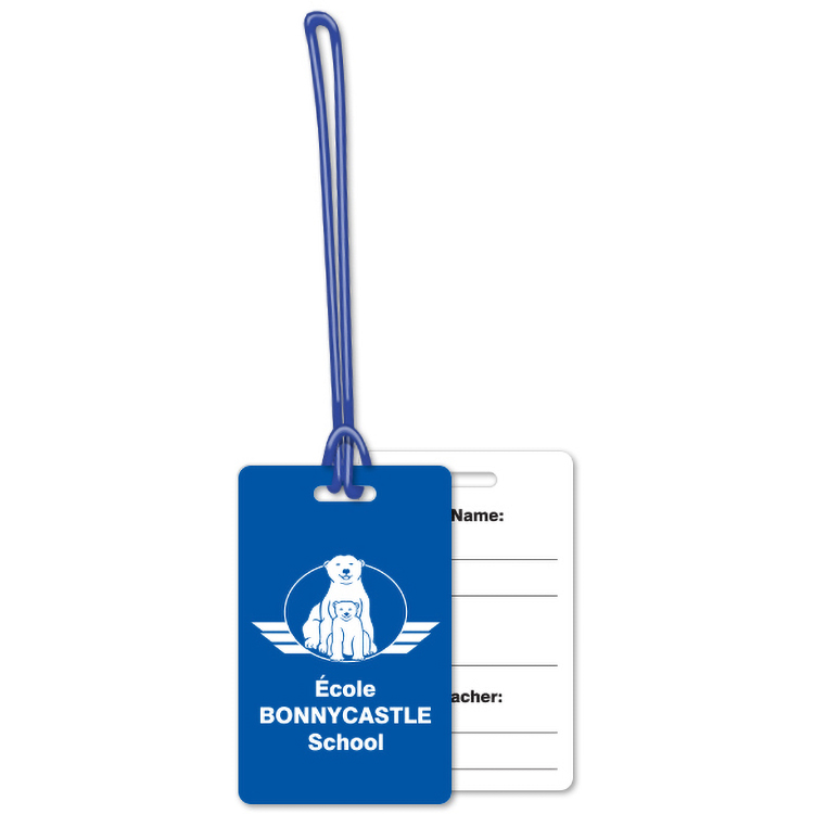 Write-On Luggage Tags .020 Plastic 2.13"x3.38" in Full Colour with 6" Loop