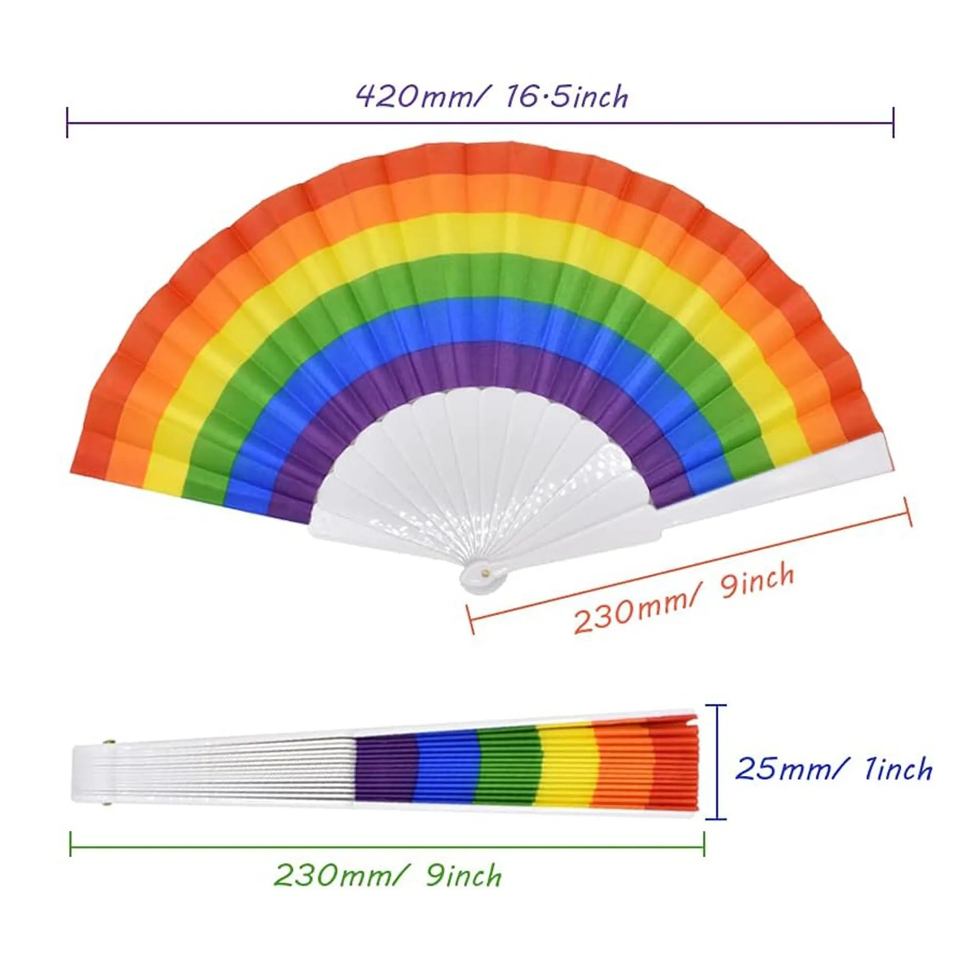 Rainbow Plastic Folding Fan 5
