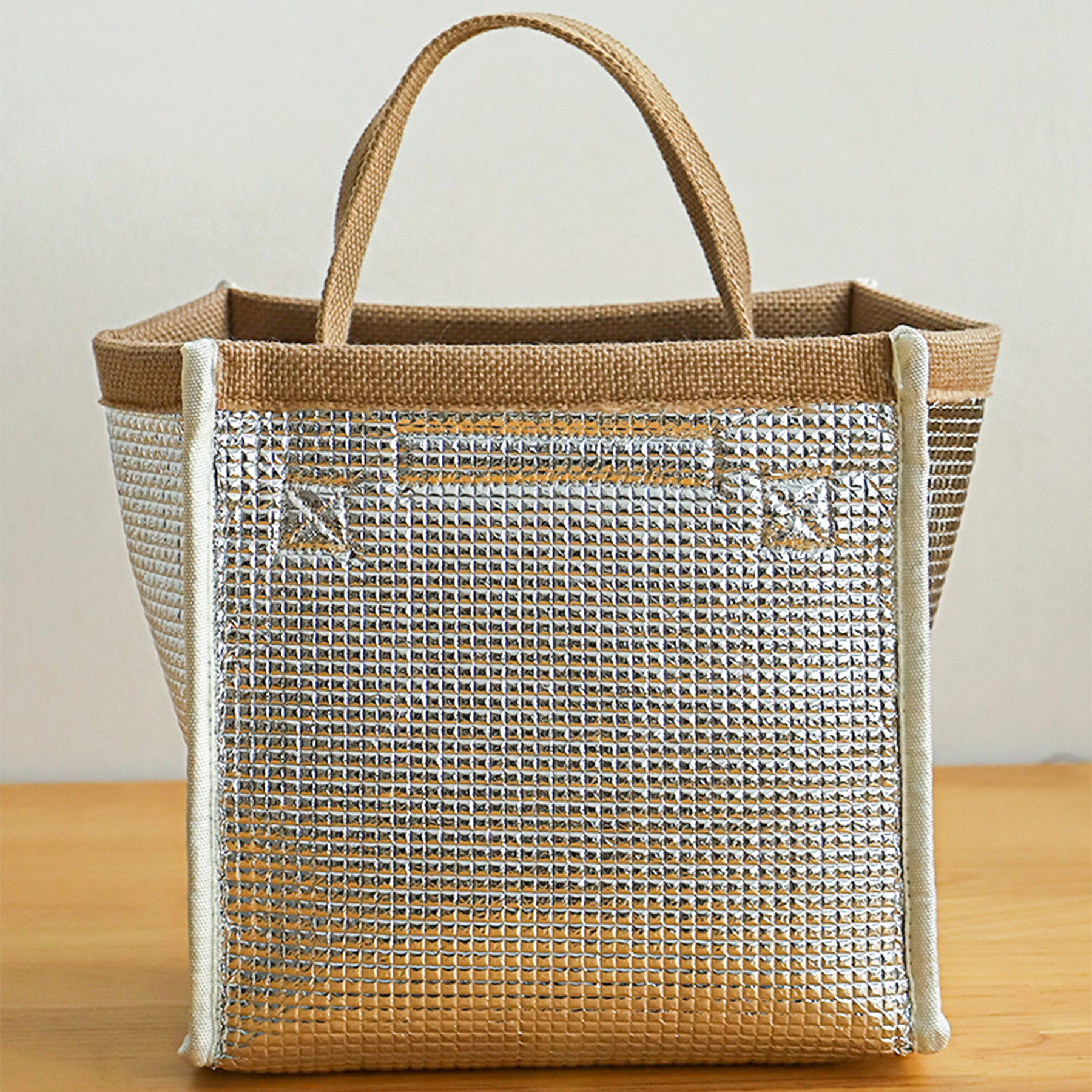 Jute Large Capacity Insulated Handbag 2