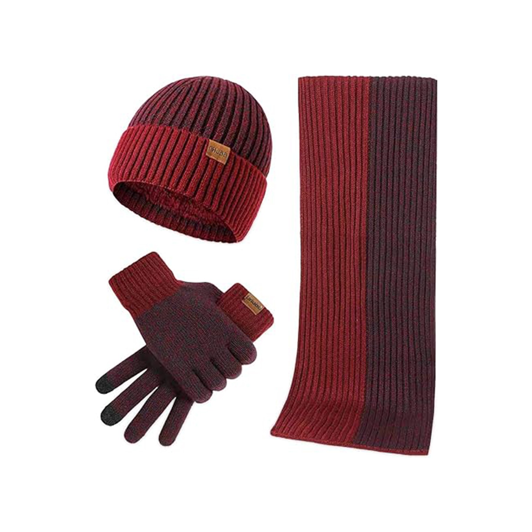 Beanie Hat Scarf Touch Screen Gloves Set 8