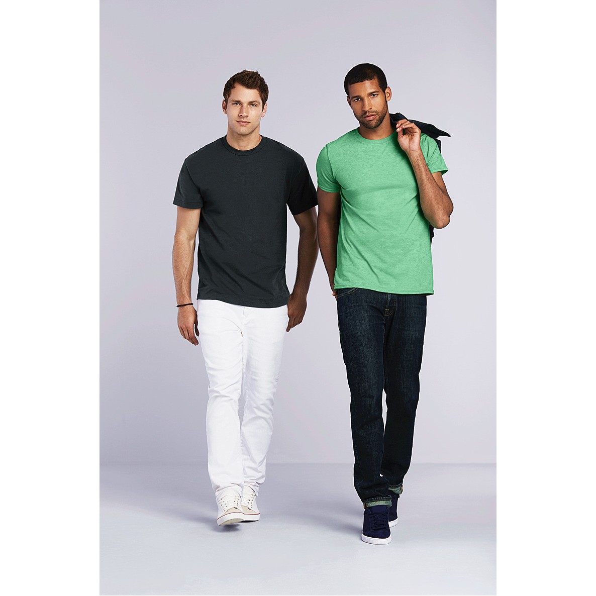 210g Men's crew neck plain cotton short Sleeve T-Shirt Stock 2