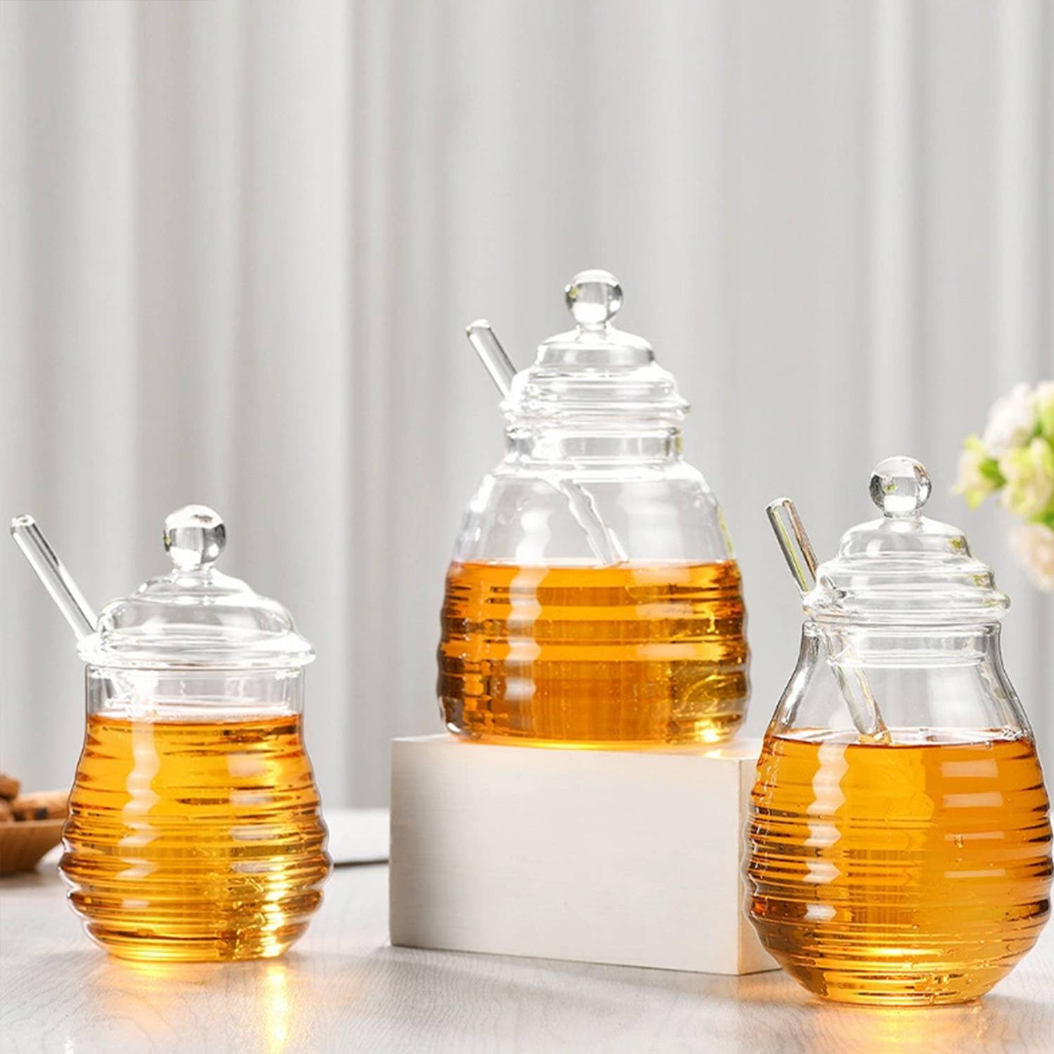 9.5 oz Glass Honey Jar w/ Dipper 4