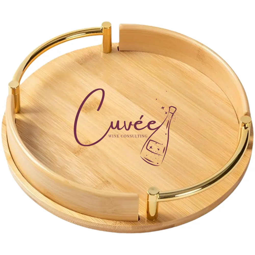 Round Bamboo Wooden Serving Tray 7
