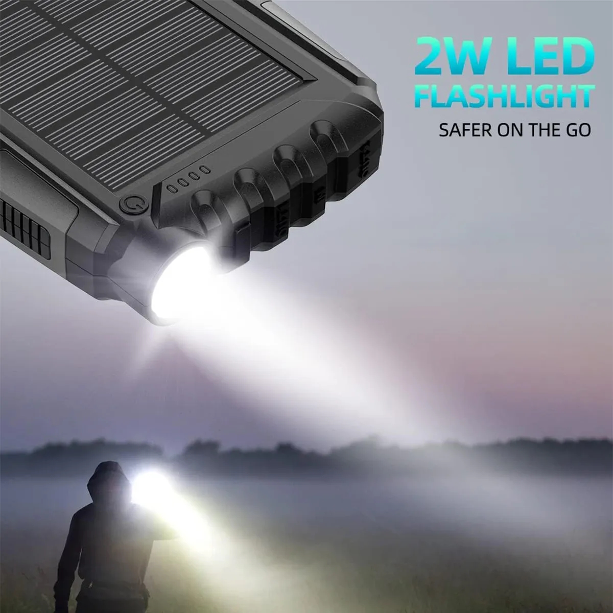 42800mAh Solar Power Bank Fast Charger Built-in Flashlight 1
