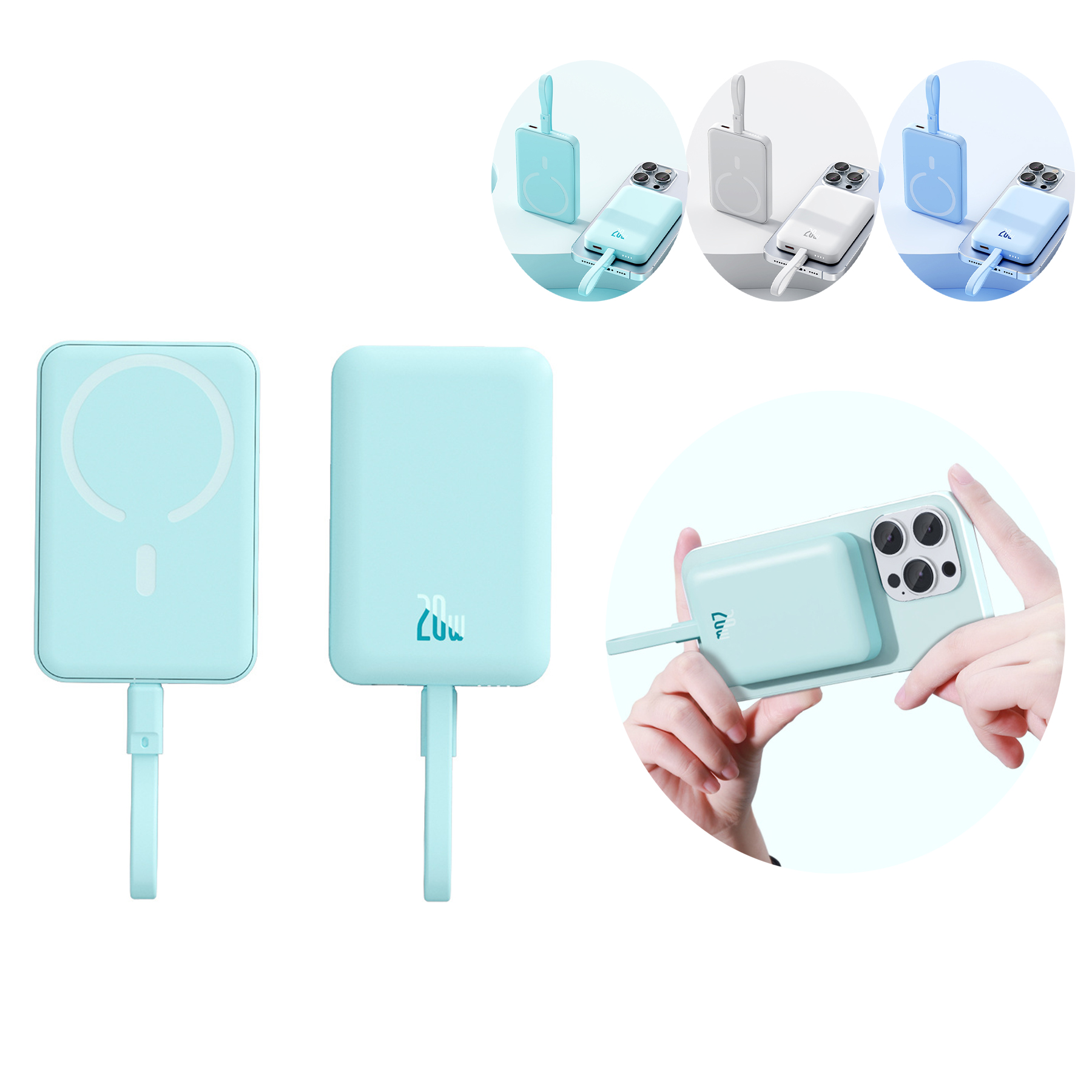 Wireless Portable Charger, 10000mAh Magnetic Power Bank