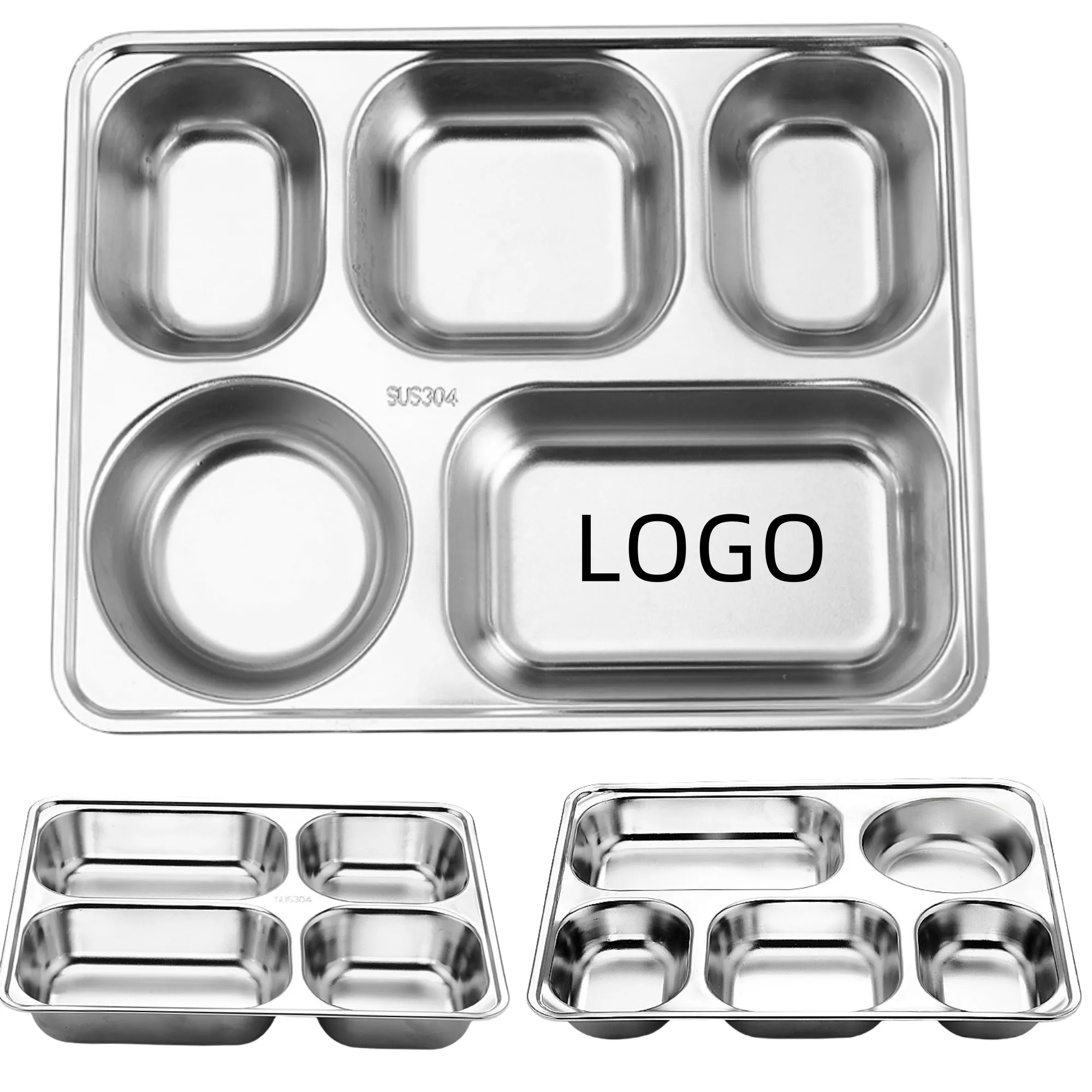 304 Stainless Steel Square Multi-compartment Meal Tray 2