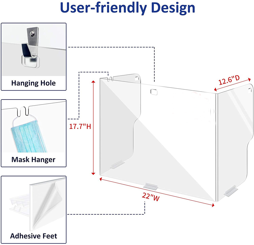Sneeze Guard for School Business Desk/Table w/Adhesive Stands 5