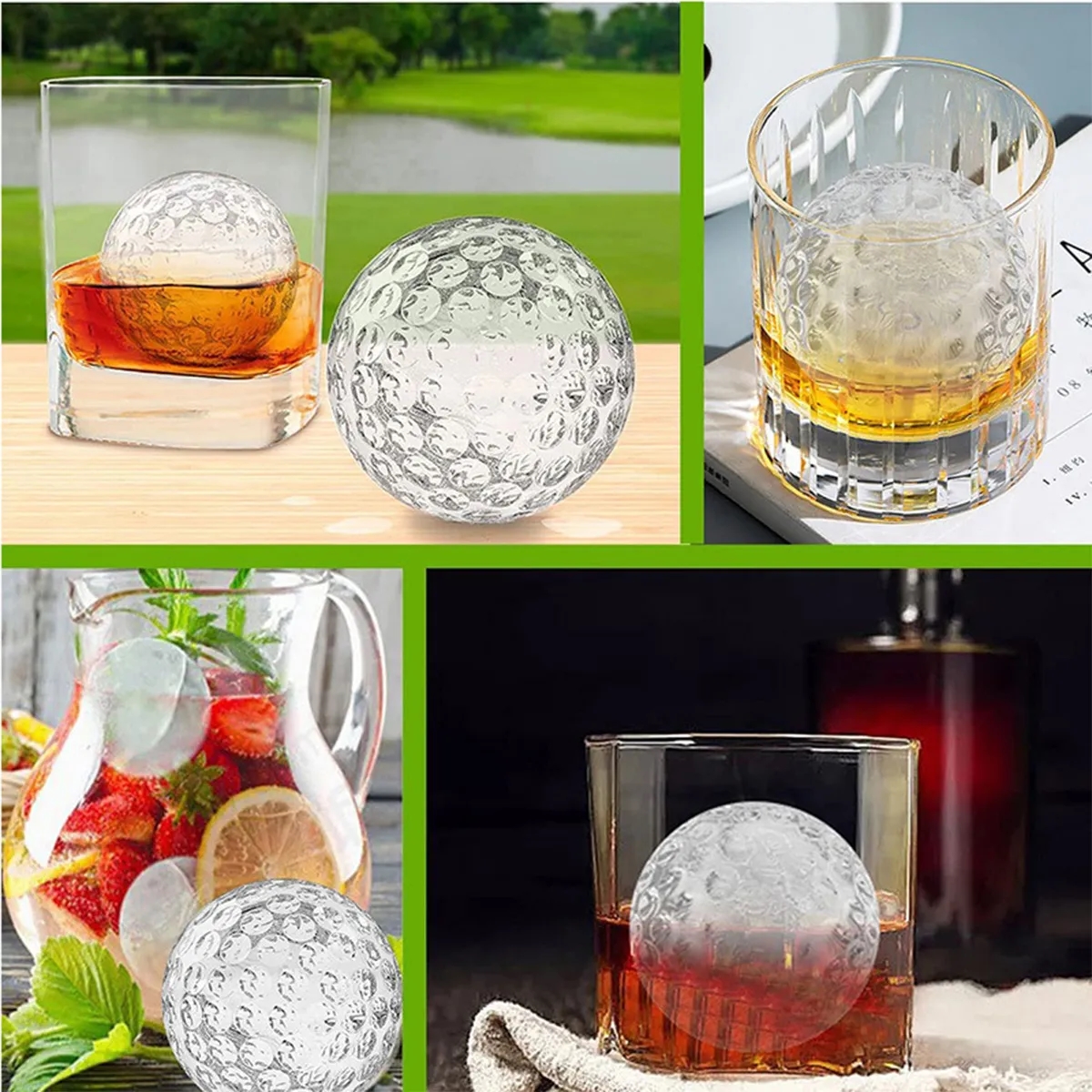 Flexible Silicone Tray Golf Ball Whiskey Ice Mold 2