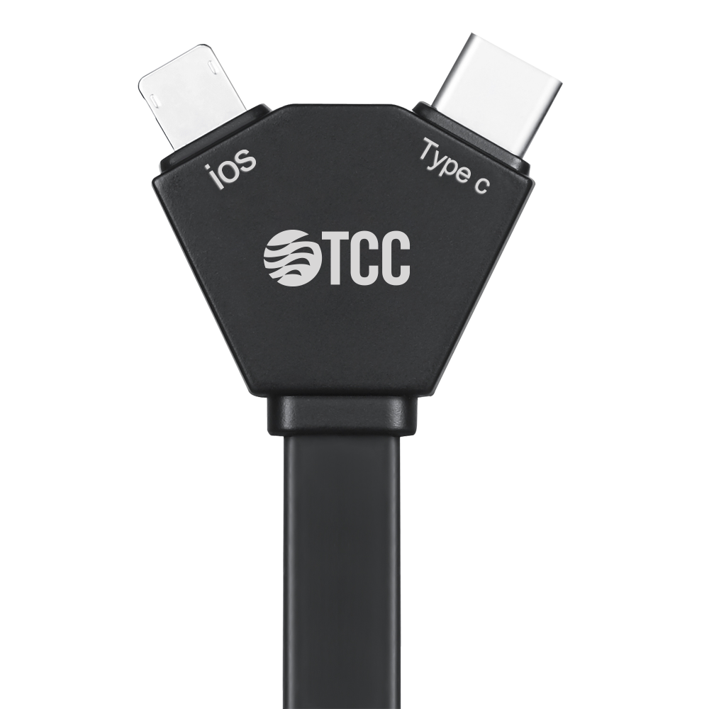 Kelso 22cm length TPE 3in1 Charging Cables w/ USB tip, Type C tip, iPhone & Android 2 in 1 tip 9