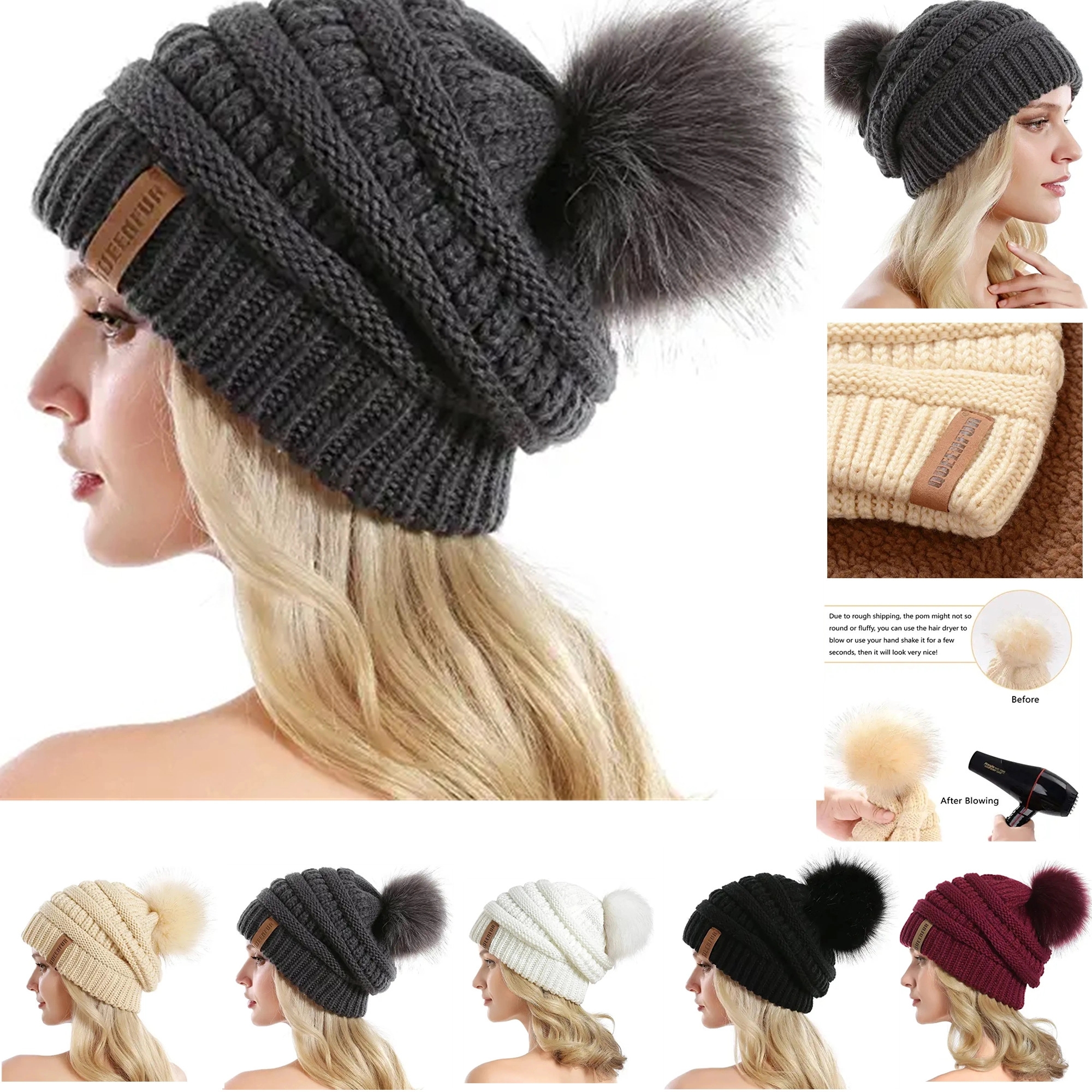 Women Knit Slouchy Beanie Chunky Baggy Hat 1