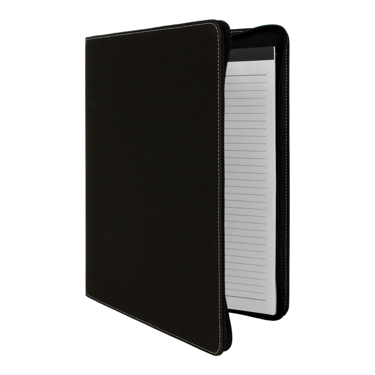 9" x 12" Leatherette Black/Gold Portfolio with Zipper 13