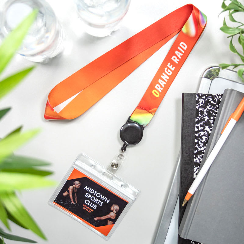 ID Badge Reel Full Color Lanyards With Badge Holder 8