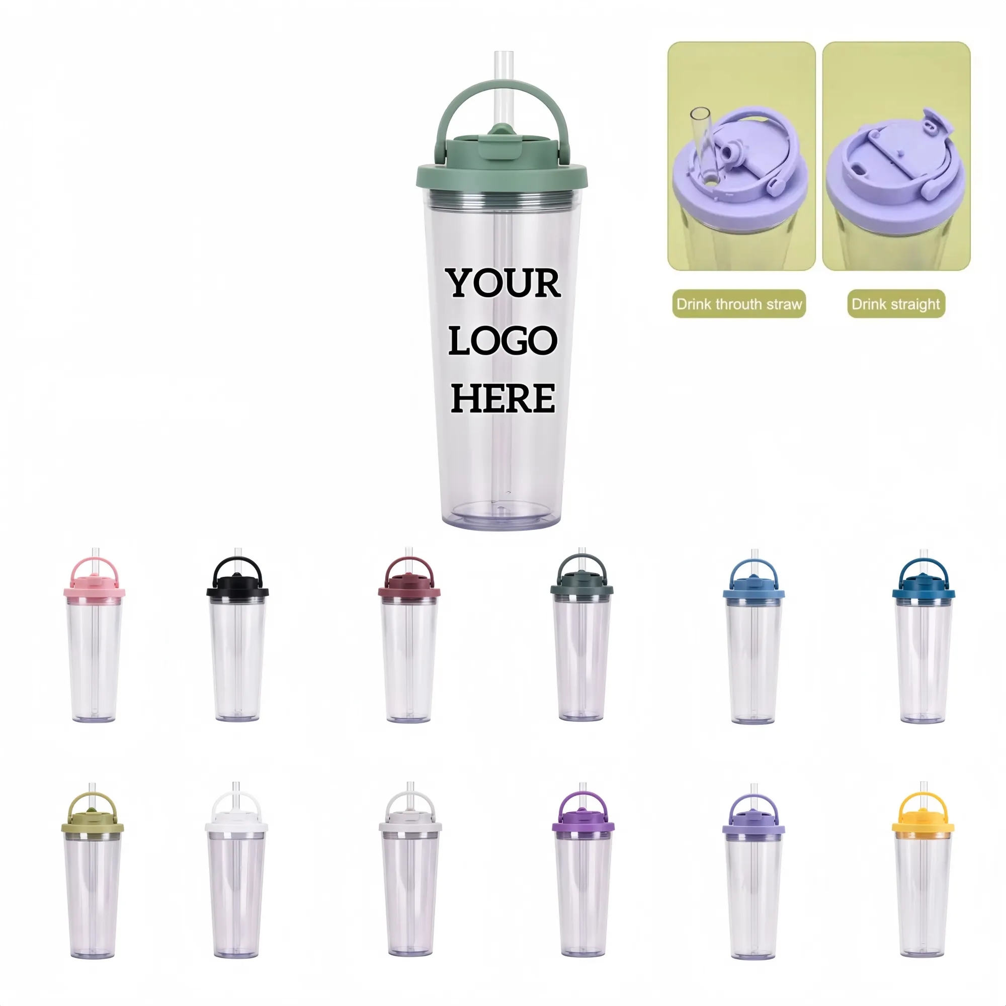 24oz Boba Tumbler with Lid and Straw 6