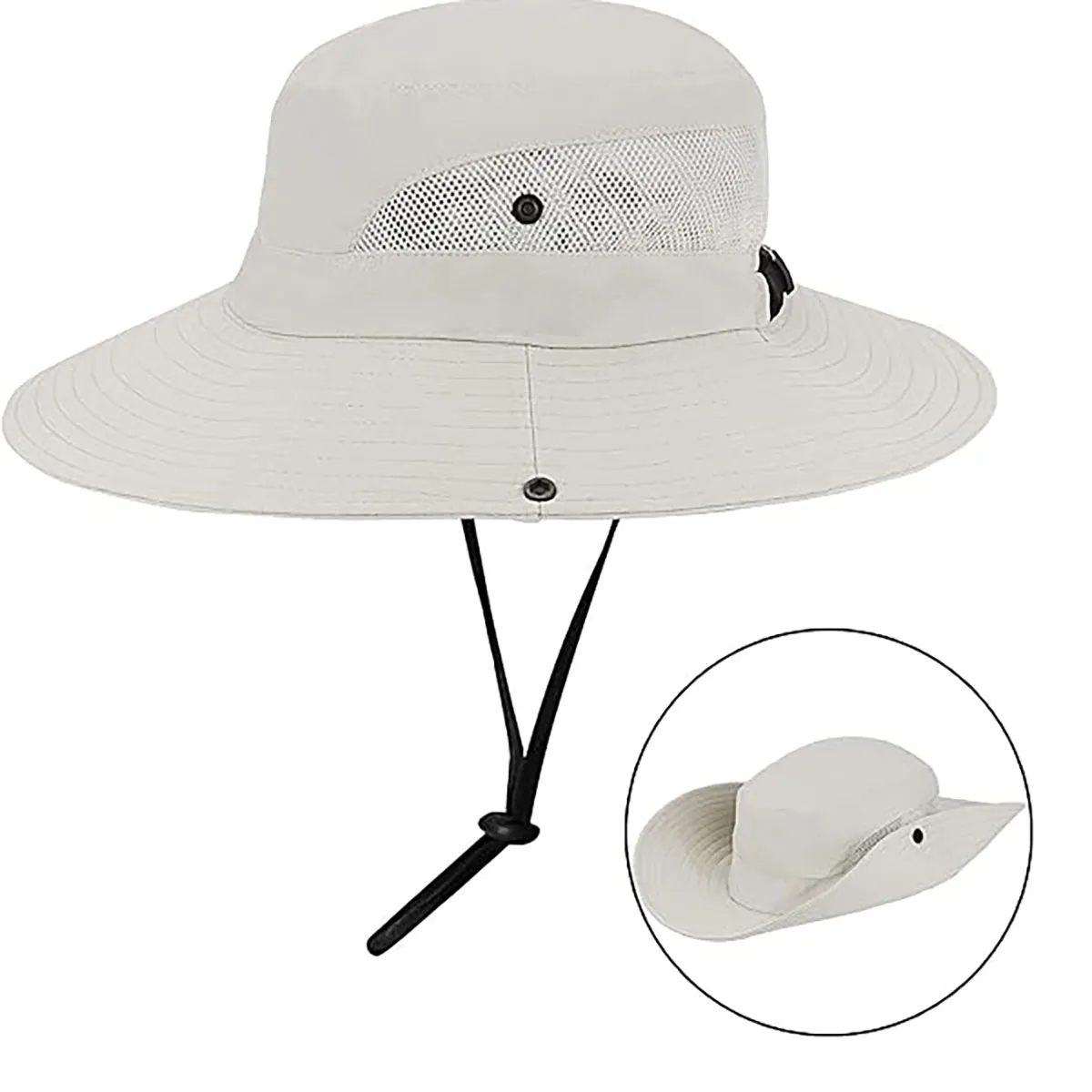 Wide-Brim Outdoor Beach Sun Hat with Ponytail-Hole 4