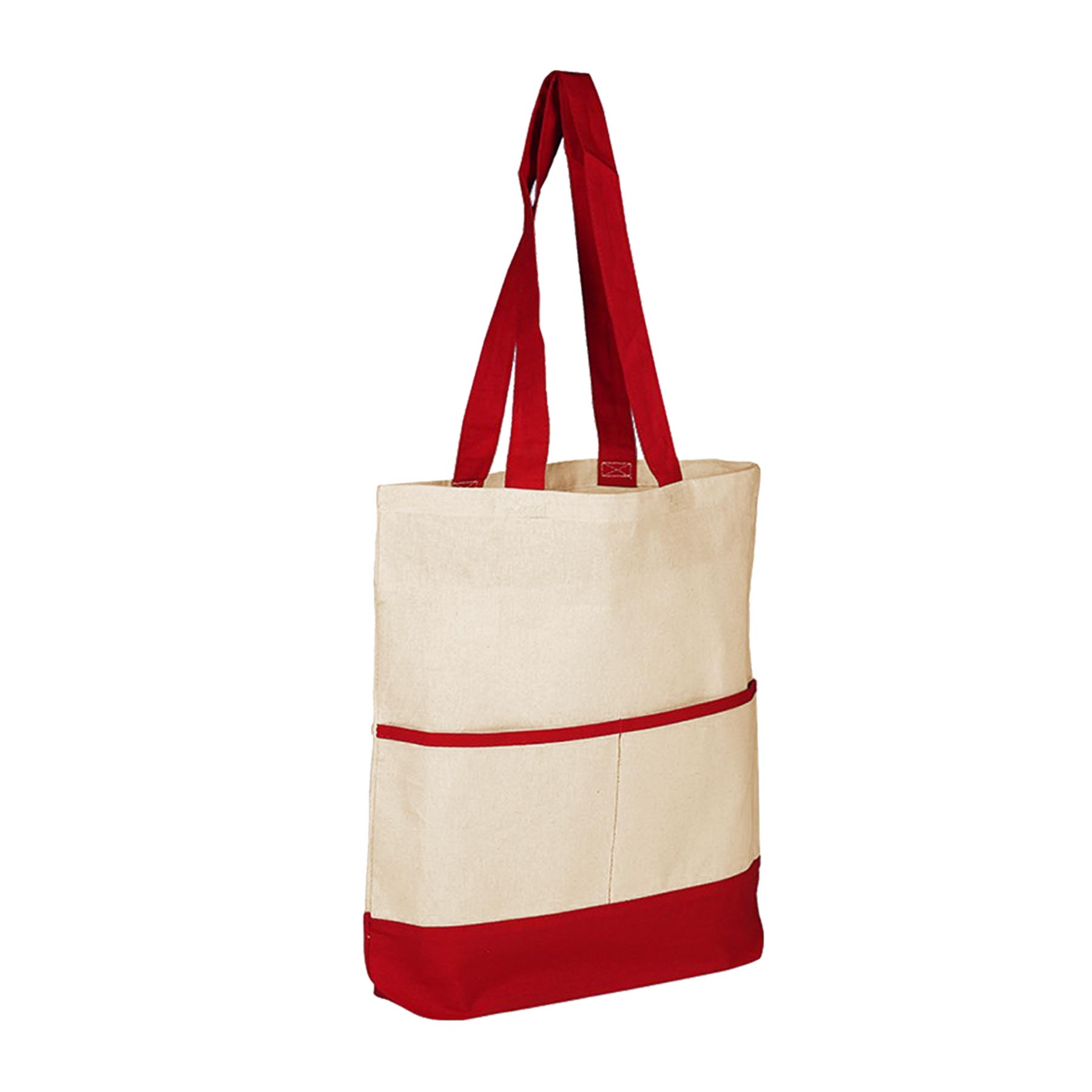 100% Cotton Canvas Tote bag w/Color Accent Pocket_R105BT 4
