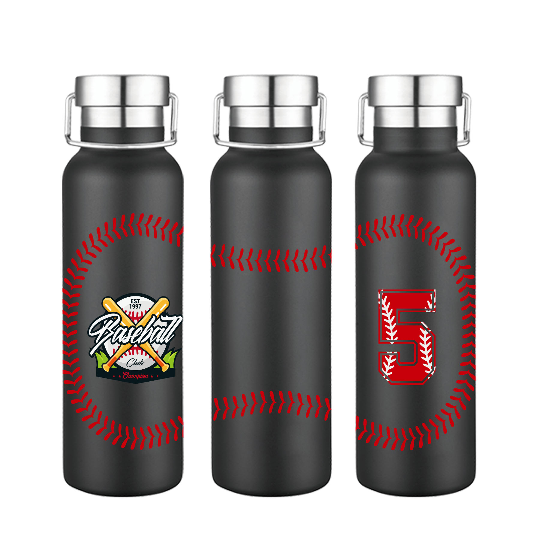 20 oz. Baseball Design Double Wall Stainless Steel Water Bottle w/Stainless Steel Lid 4