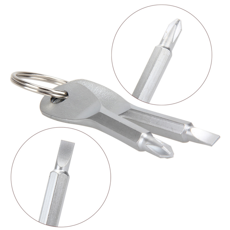 2pcs Mini Portable Multifunction Keychain Screwdriver Gadget 2