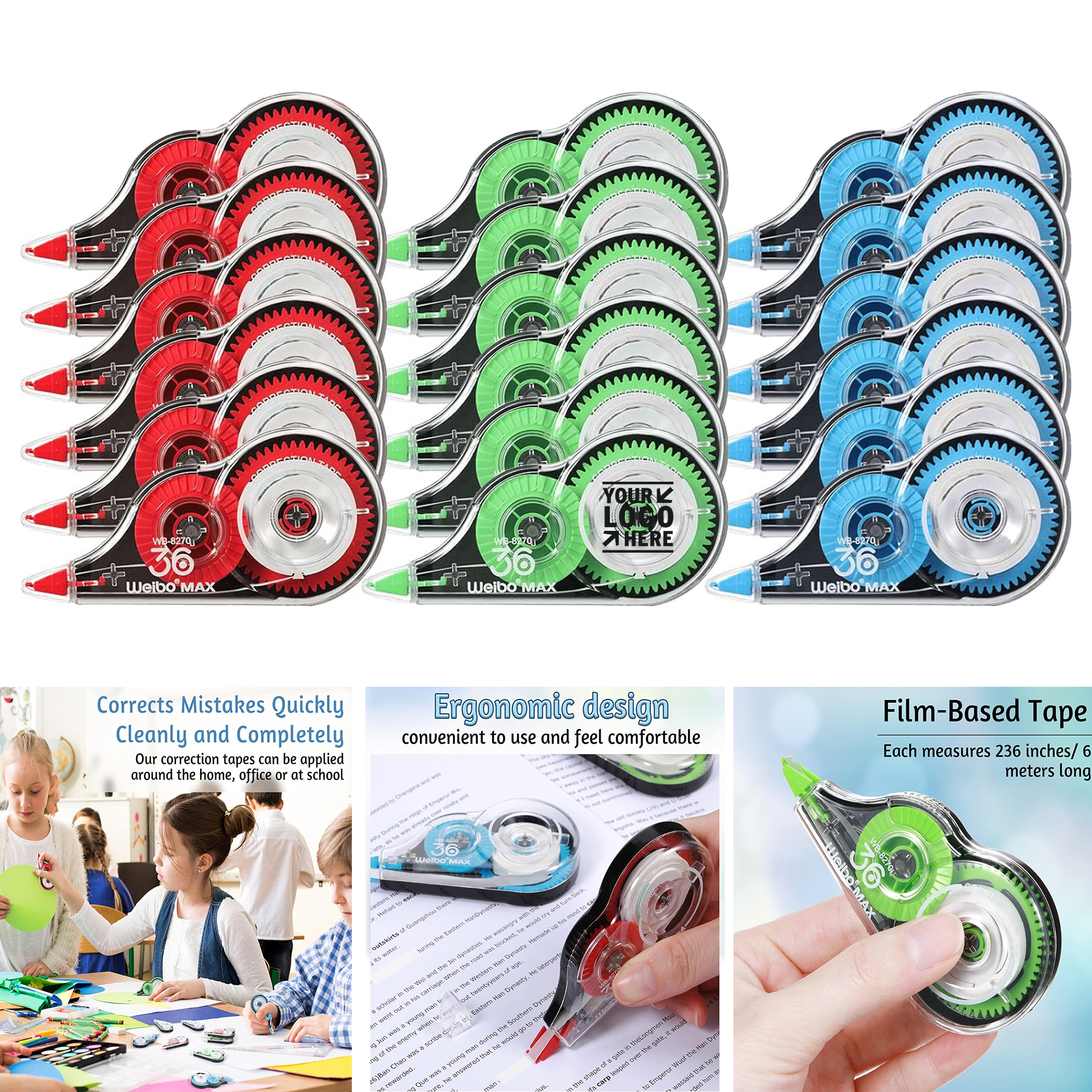 Bulk White Fluid Easy To Use Applicator Corrector Tape Correct Wrong Writing Eraser 2