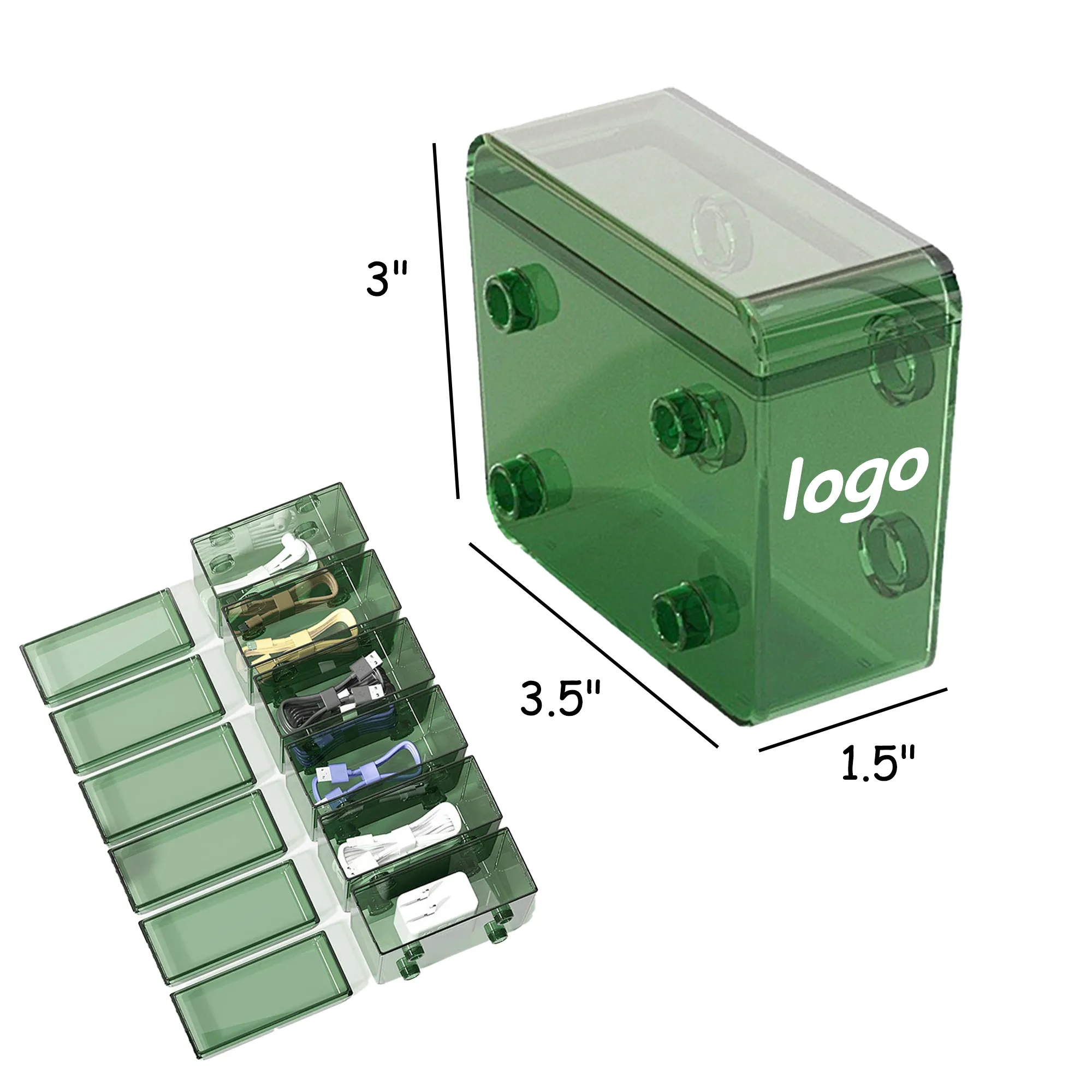 MOQ 10 Combinable Transparent Data Cable Storage Box 3
