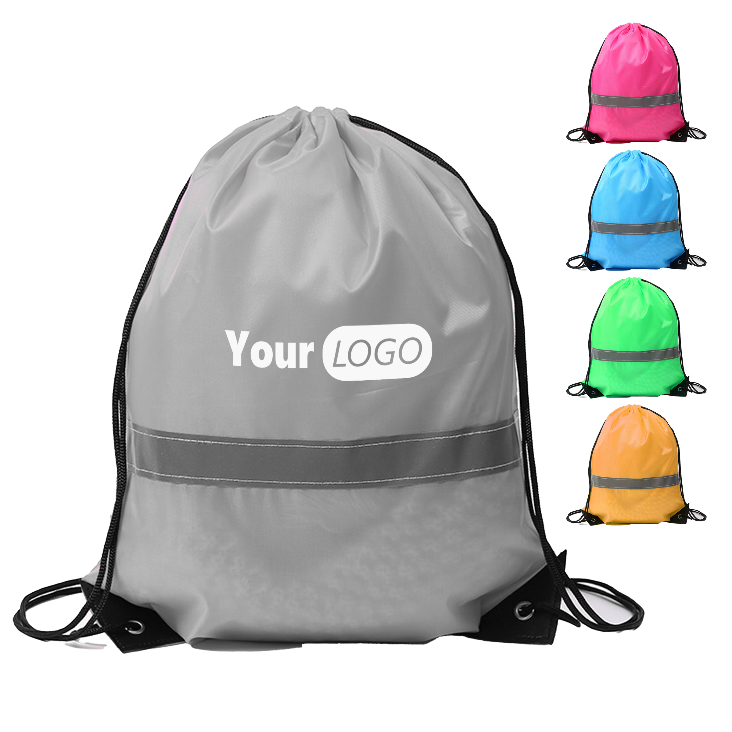 Polyester Reflective Drawstring Bag For Visibility And Convenience 1