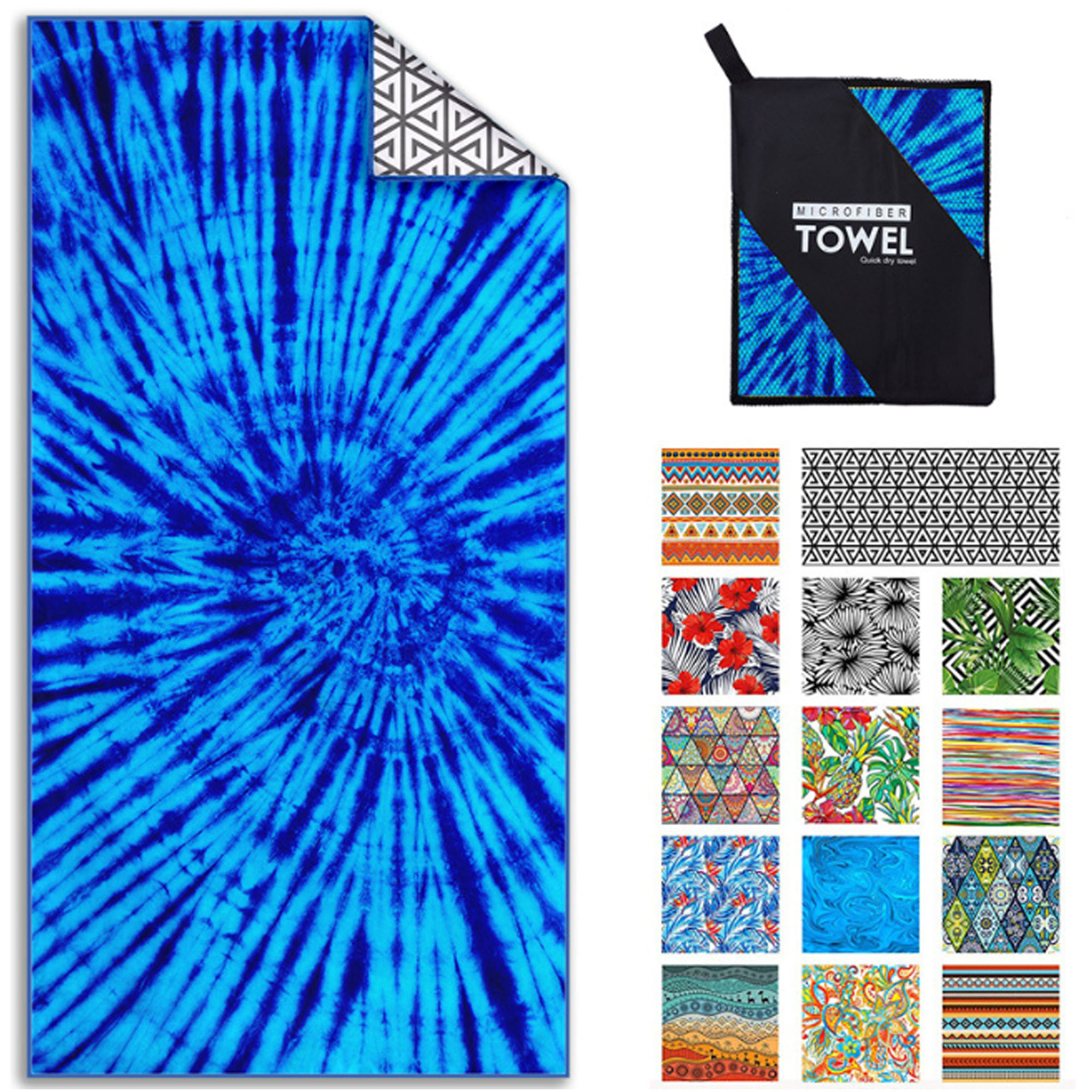 Quick-Dry Sand-Free Microfiber Beach Towel with Travel Bag 3