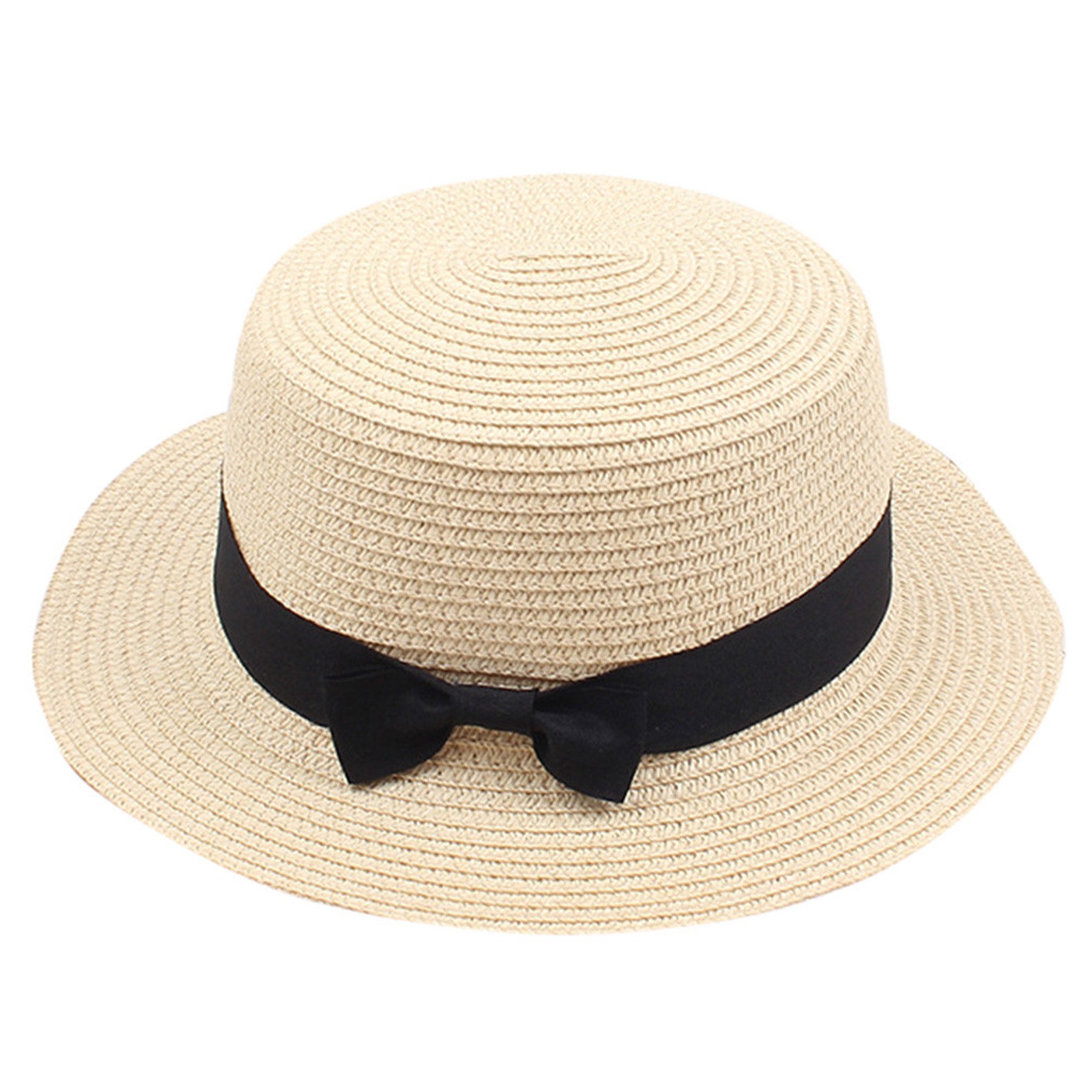 Summer Bow Tie Straw Visor Sun Hat 2