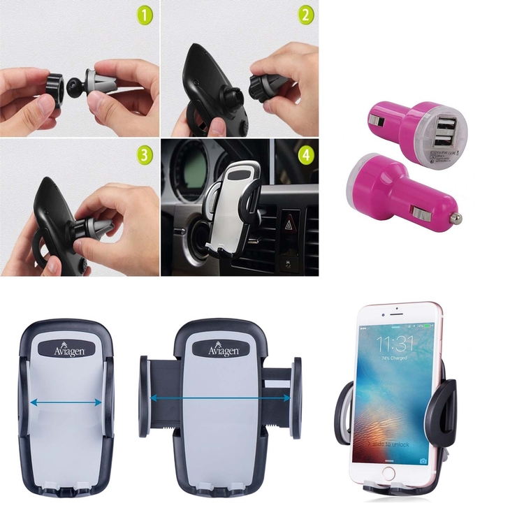 iBank ® Car Phone Holder compatible with iPhone, Galaxy & More 2
