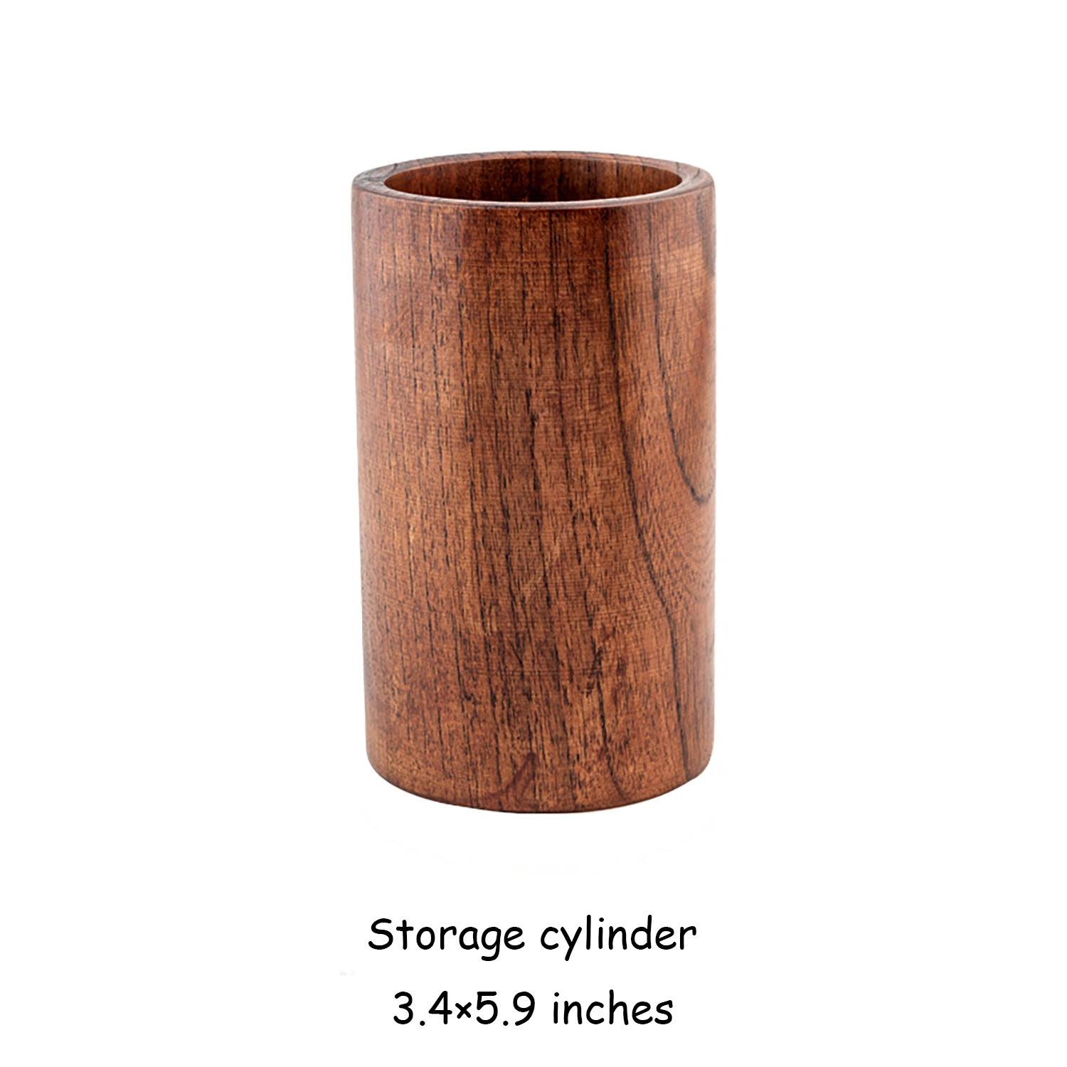 9 Piece Natural Teak Wooden Kitchen Utensil Set with Holder 11