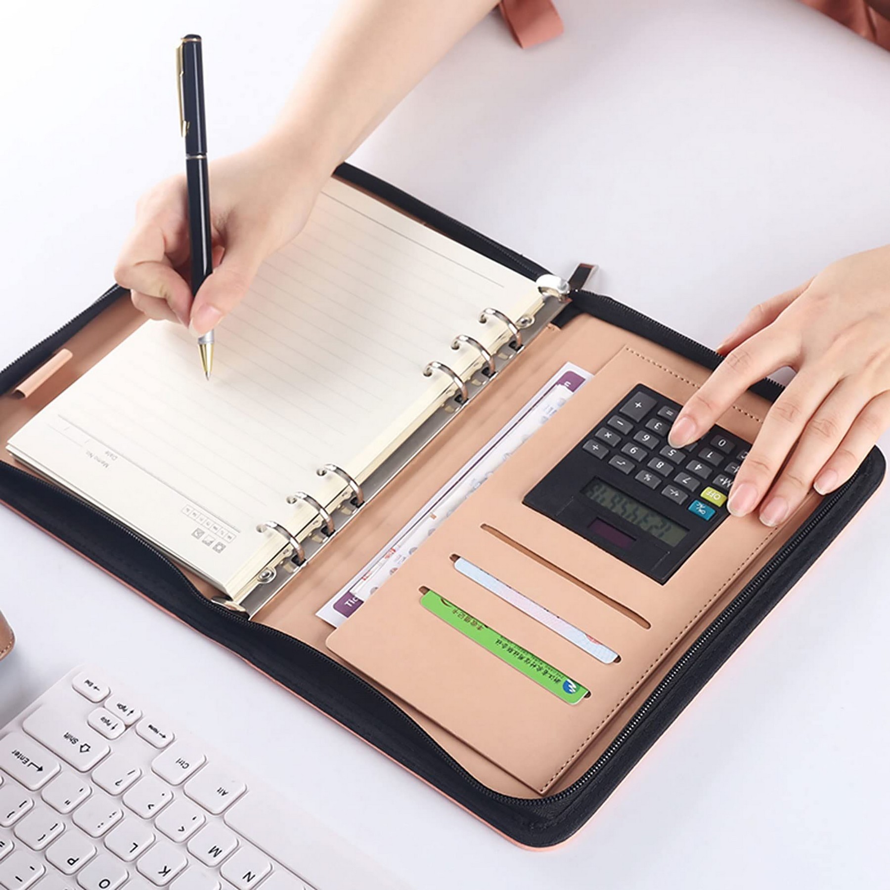 A5 Business Resume Zippered Padfolio Folder 3