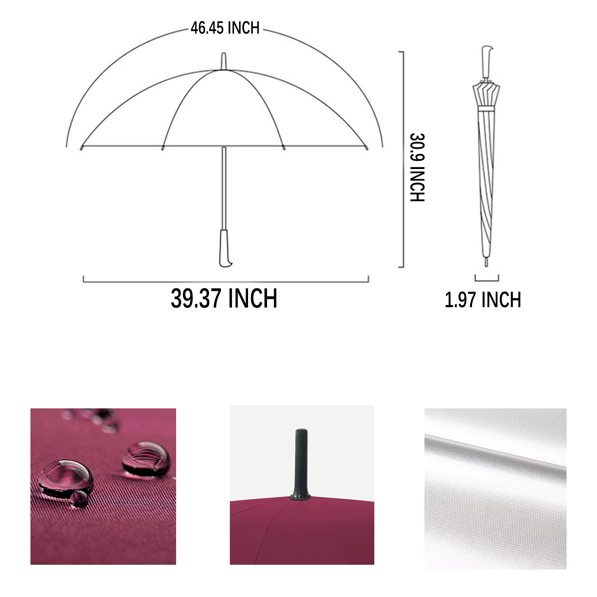 MOQ10 Automatic Long Handle Golf Umbrella 8 Ribs 39.37" 3
