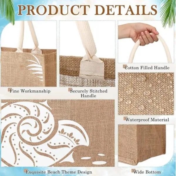 eco friendly jute tote bag, custom tote bag with logo imprint 2