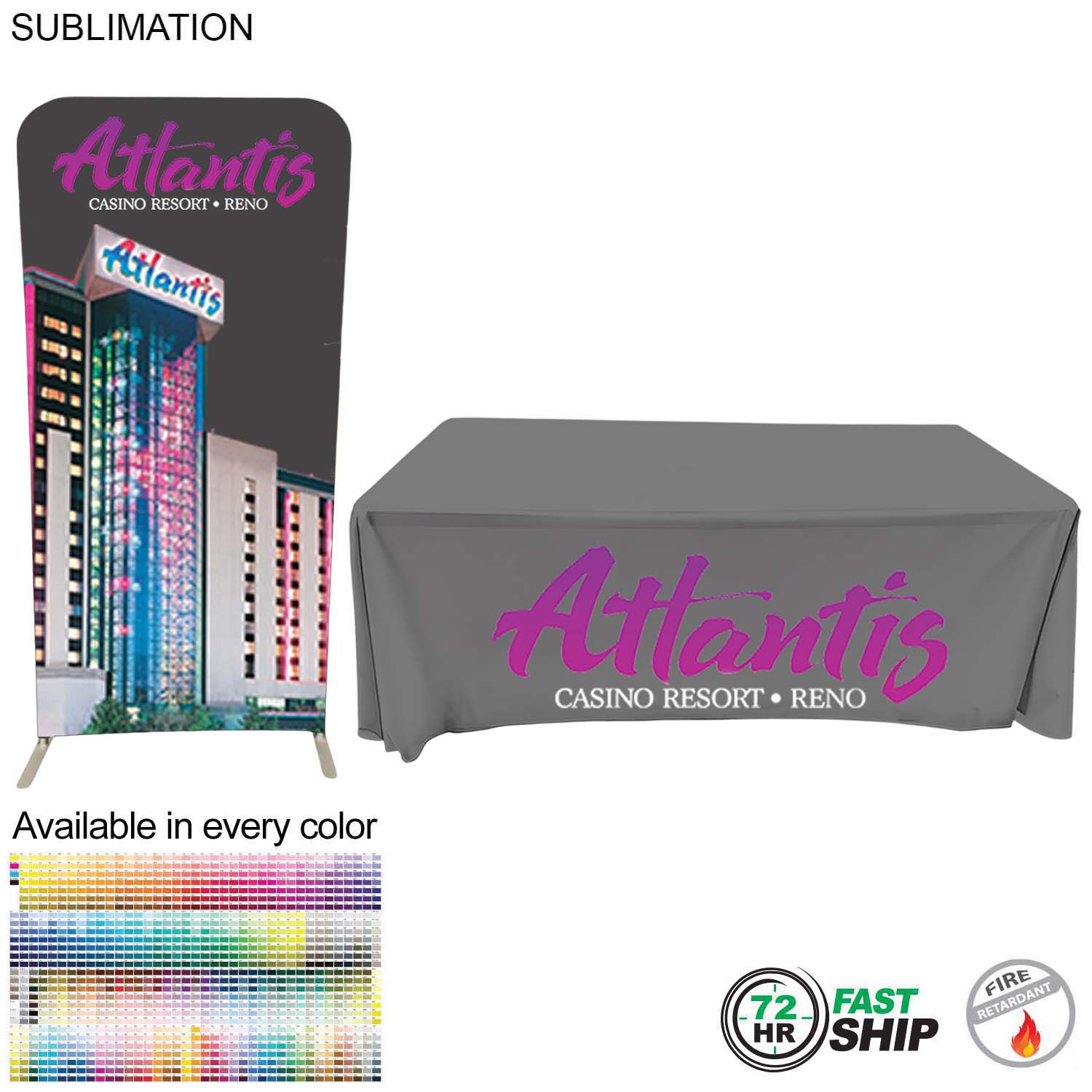 72Hr Fast Ship - Tradeshow Booth Package, 3'Wide EuroFit Tension Fabric Display & 6' Sub Tablecloth 5