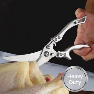 Curved Blade Kitchen Scissors Stainless Steel With Bottle Opener 2