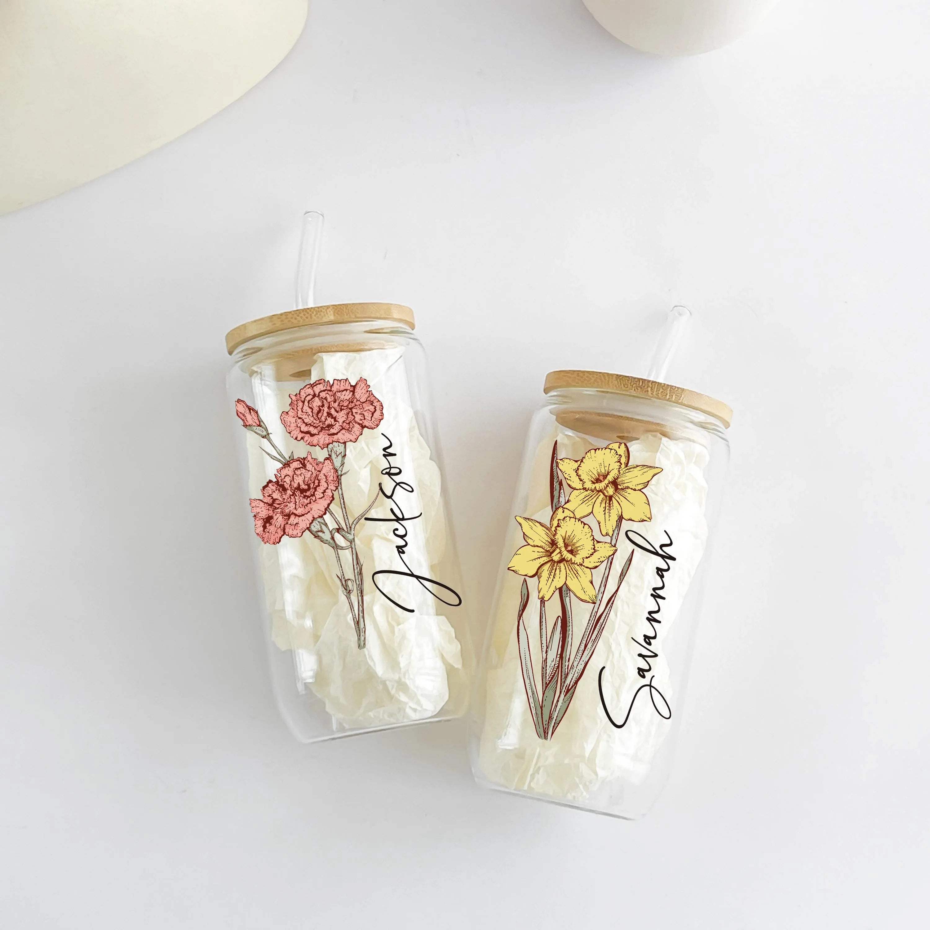 Personalized Birth Flower Tumbler With Name 3