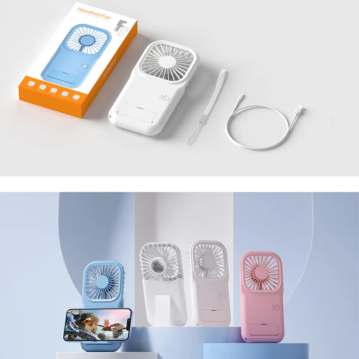 Portable Mini Fan Foldable Phone Stand 3 Speed Quiet USB Fan 6