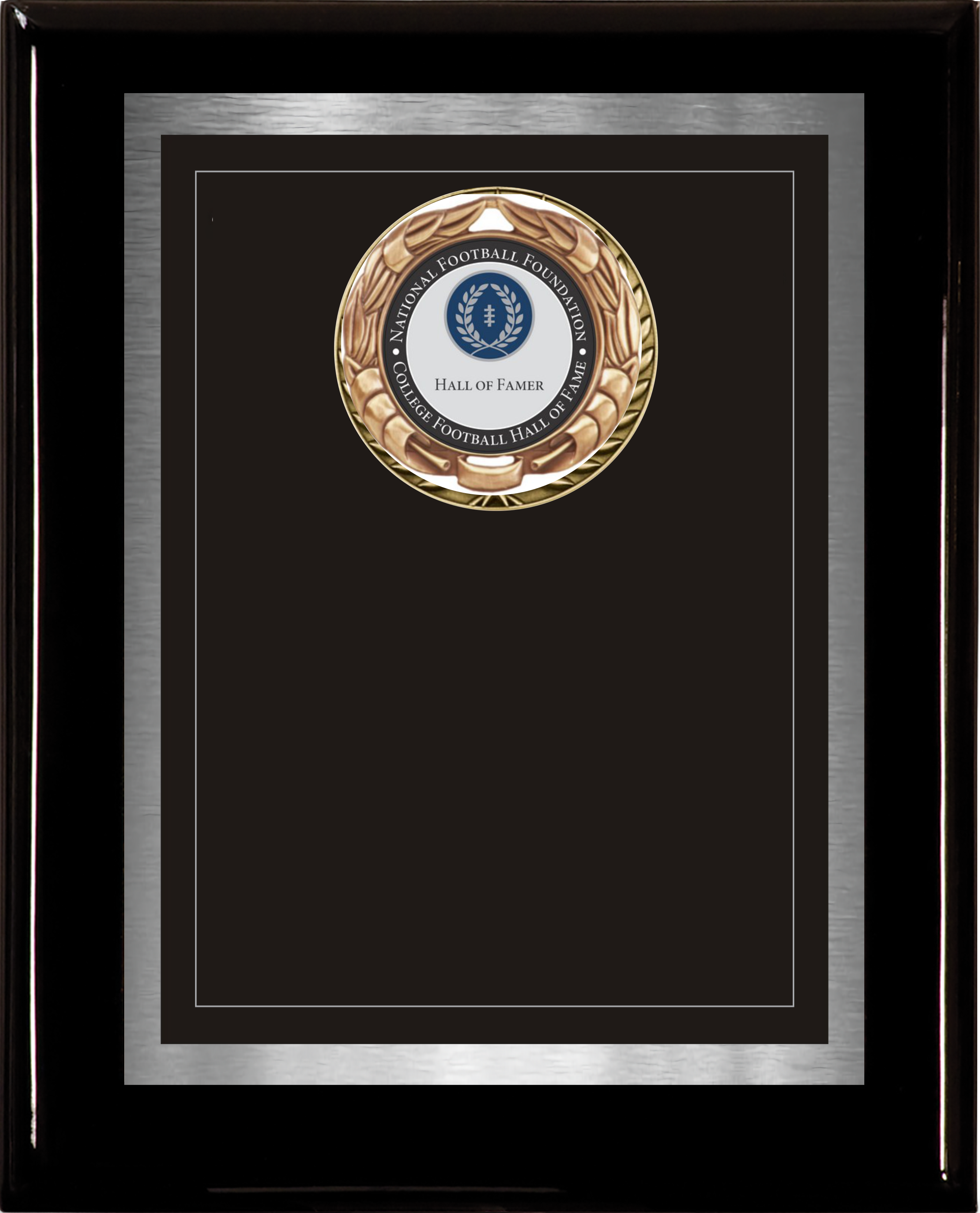 Black Piano Finish Wood Plaque w/Double Plate and Medallion 9