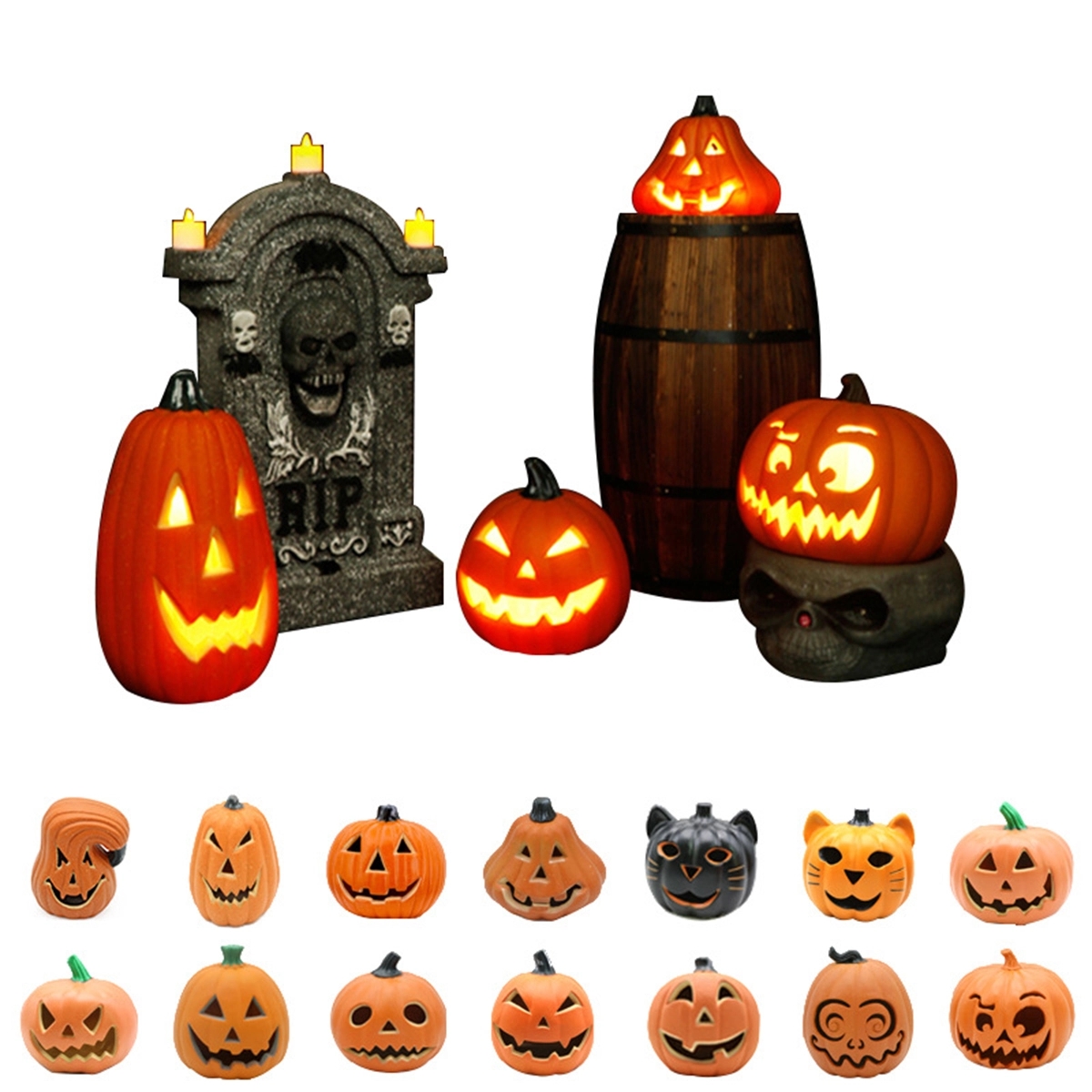 Halloween LED Battery Orange Pumpkin Lantern Lights 2