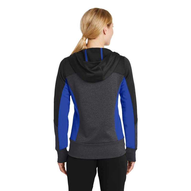 Sport-Tek Women's Tech Fleece Colorblock Full-Zip Hooded Jacket. 5
