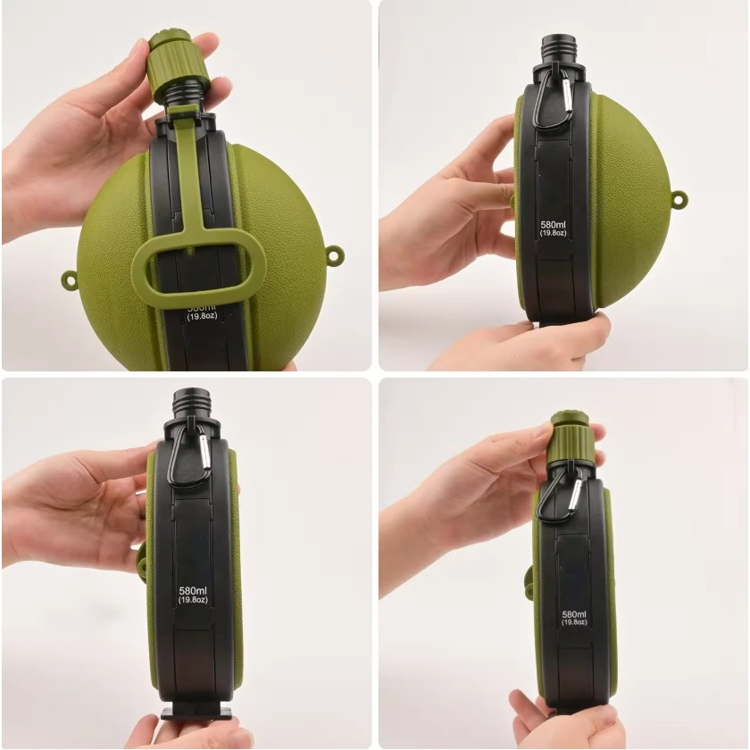 19oz Outdoor Foldable Silicone Water Bottle with Compass 3