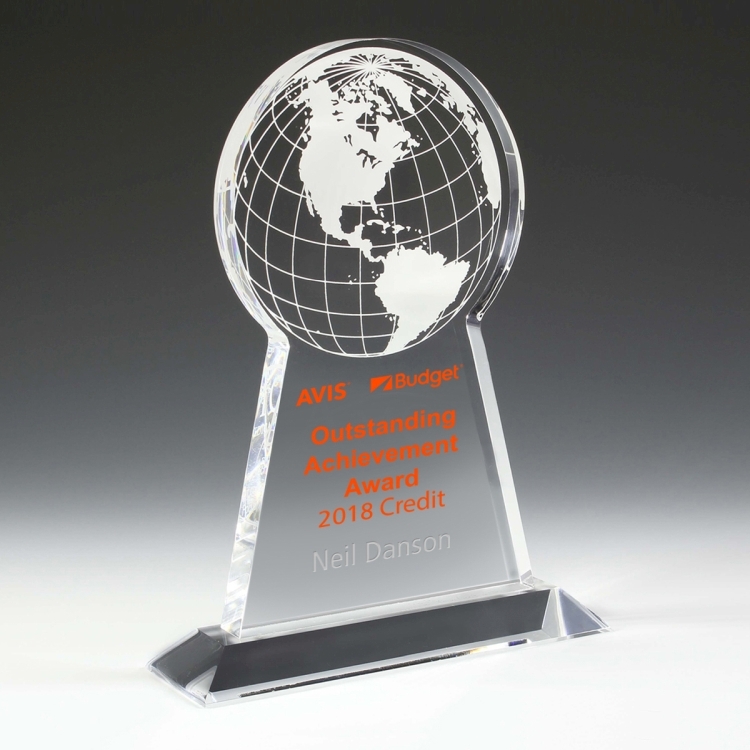 Tall Globe Award - Laser Engraved - (7½" x 9¼" x ¾") 5
