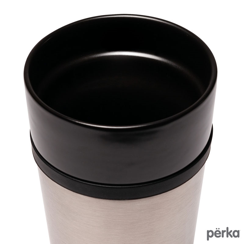 Perka® Linden 14 oz. Double Wall Ceramic Tumbler w/  Stainless Steel Outer 18