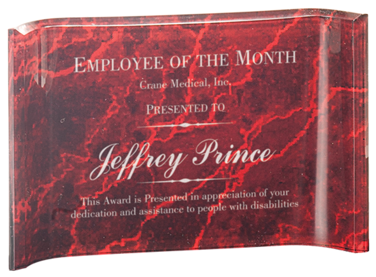 4" x 6" Red Marble Acrylic Crescent Award 1