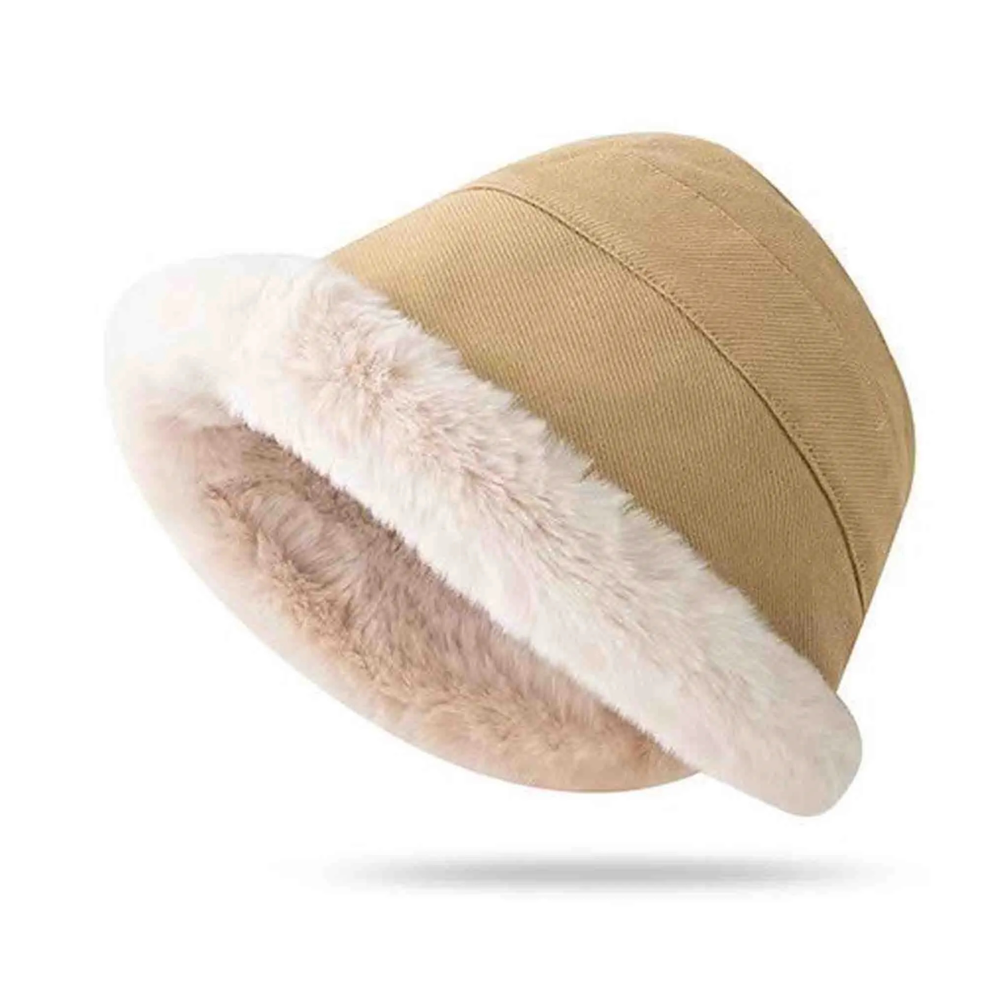 Warm Fluffy Faux Fur Fisherman Cap Plush Fuzzy Bucket Hat 3