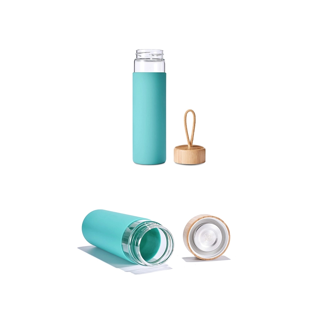 17 oz Glass Bottle with Bamboo Lid and Silicone Sleeve 3