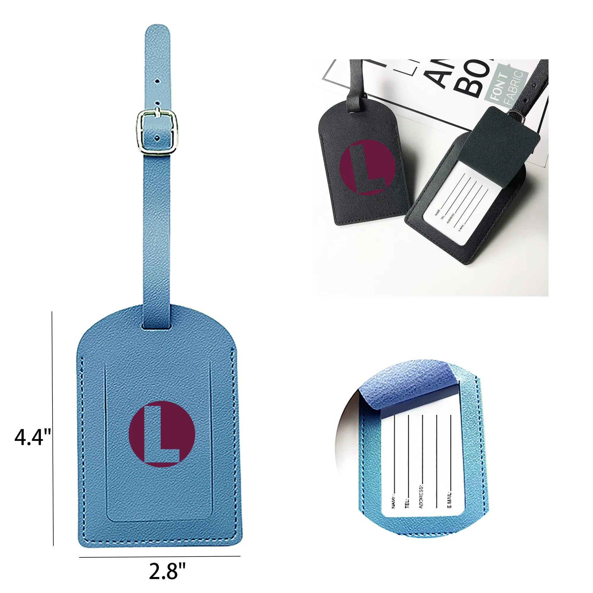 Costum Soft PU Leather Luggage Tag 4