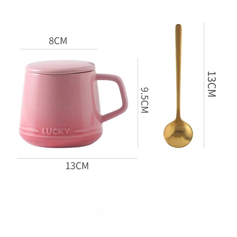 12OZ Colorful Ceramic Mug Cup and Saucer Set with Lid Spoon 7