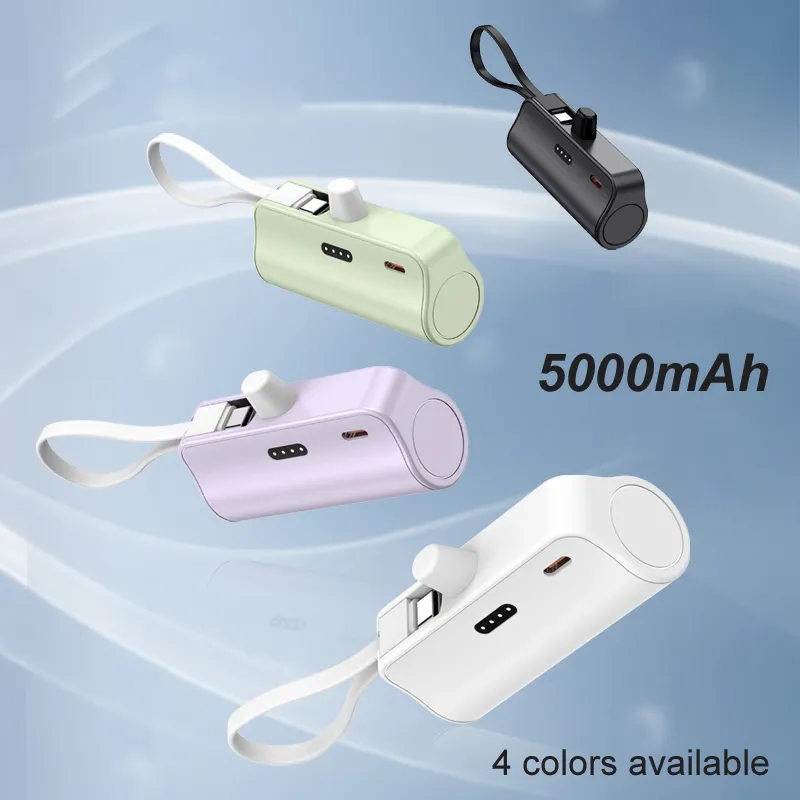 5000mAh Power Bank with Built-in Type-C Cable 5