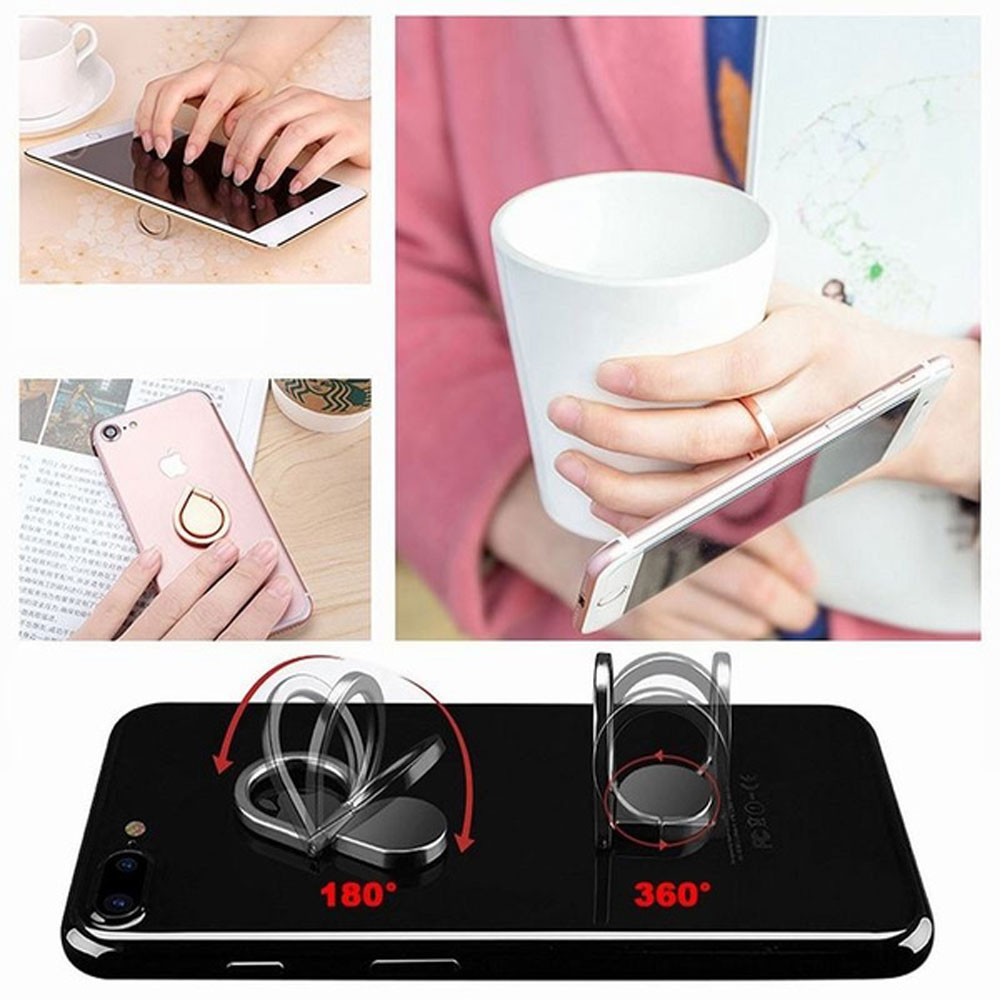 Heart Shaped Rotating Cell Phone Ring Stand Grip Holder 3